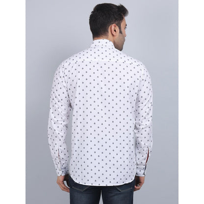 Spring Soul White Cotton Printed Full Sleeves Shirt