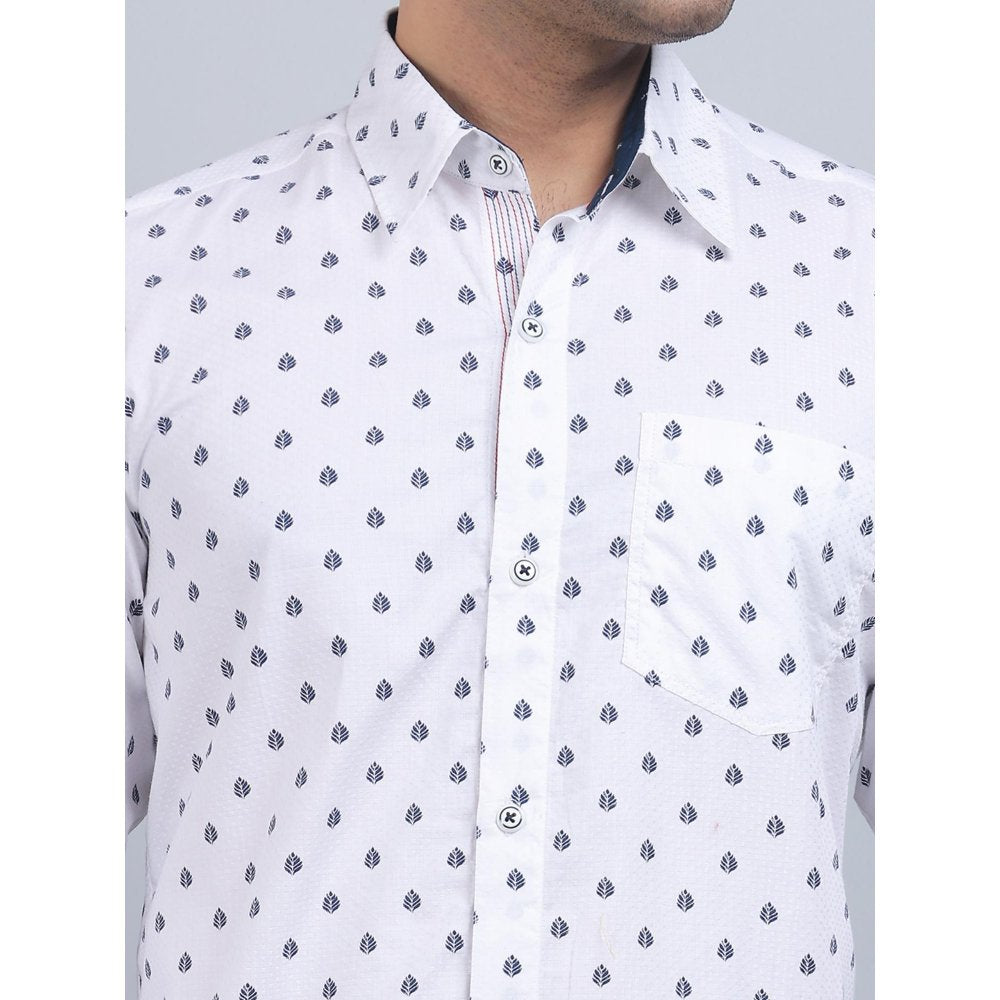 Spring Soul White Cotton Printed Full Sleeves Shirt