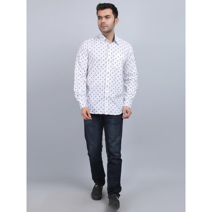 Spring Soul White Cotton Printed Full Sleeves Shirt