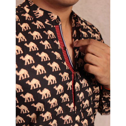 Spring Soul Brown Cotton Printed Full Sleeves Shirt