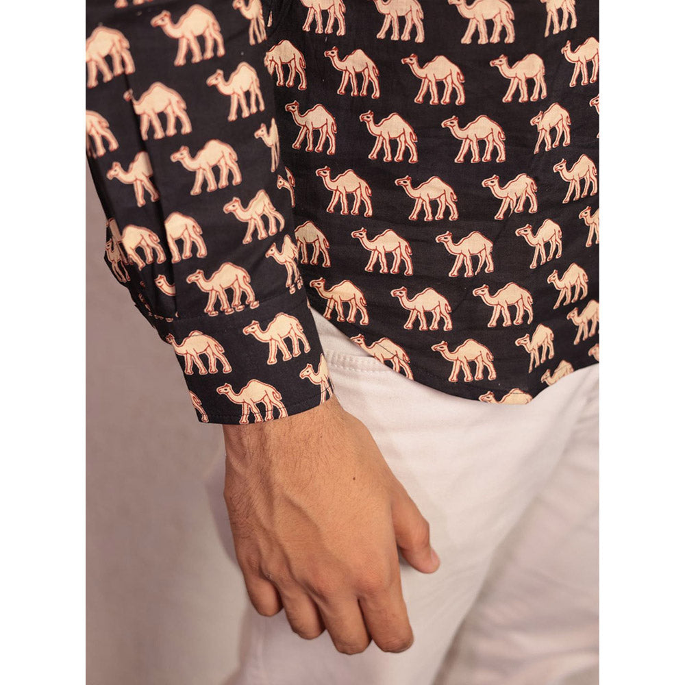 Spring Soul Brown Cotton Printed Full Sleeves Shirt
