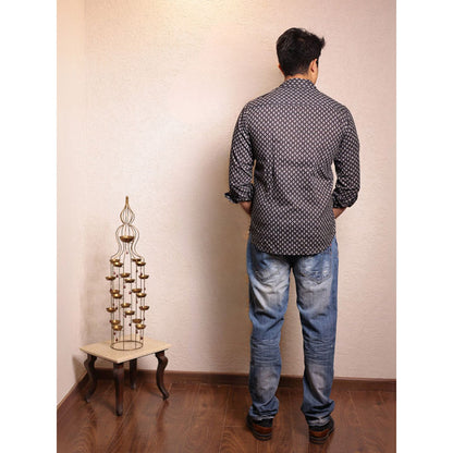 Spring Soul Black Cotton Printed Full Sleeves Shirt