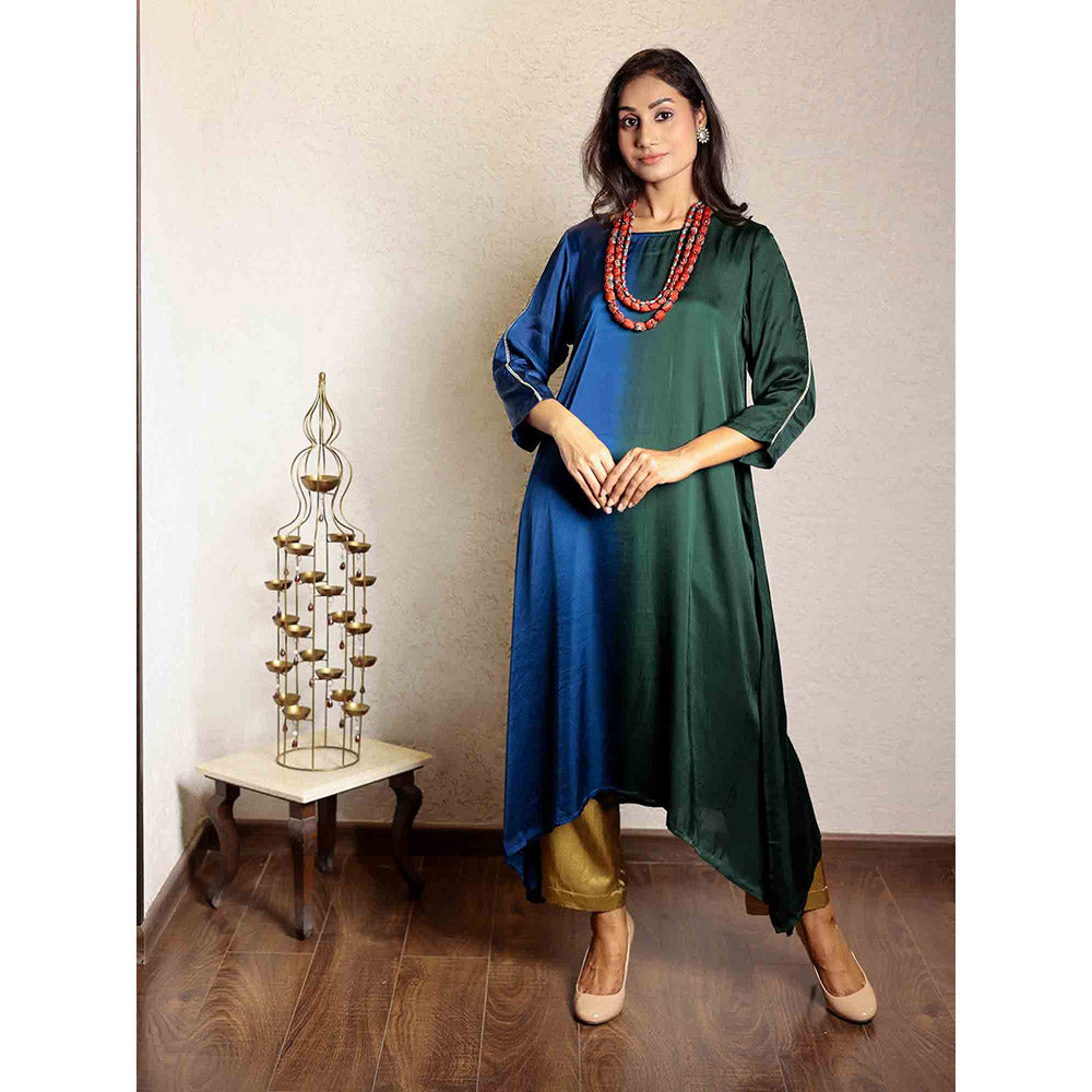 Spring Soul Dark Green Ombre Modal Regular Kurta