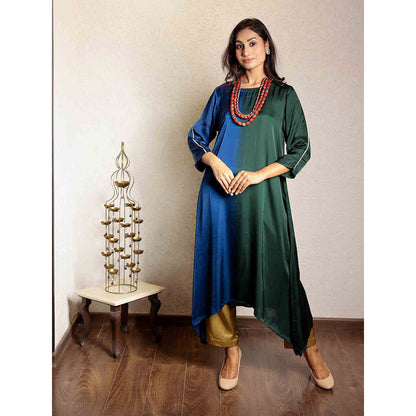 Spring Soul Dark Green Ombre Modal Regular Kurta