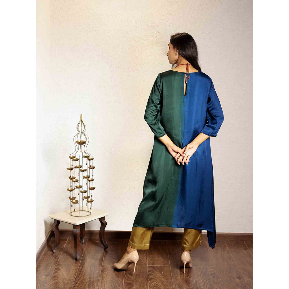 Spring Soul Dark Green Ombre Modal Regular Kurta