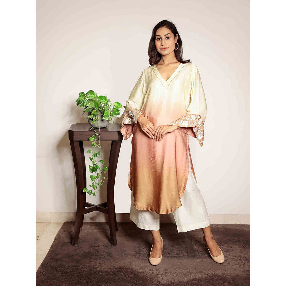 Spring Soul Champagne Ombre Modal Kurta with Flared Sleeves