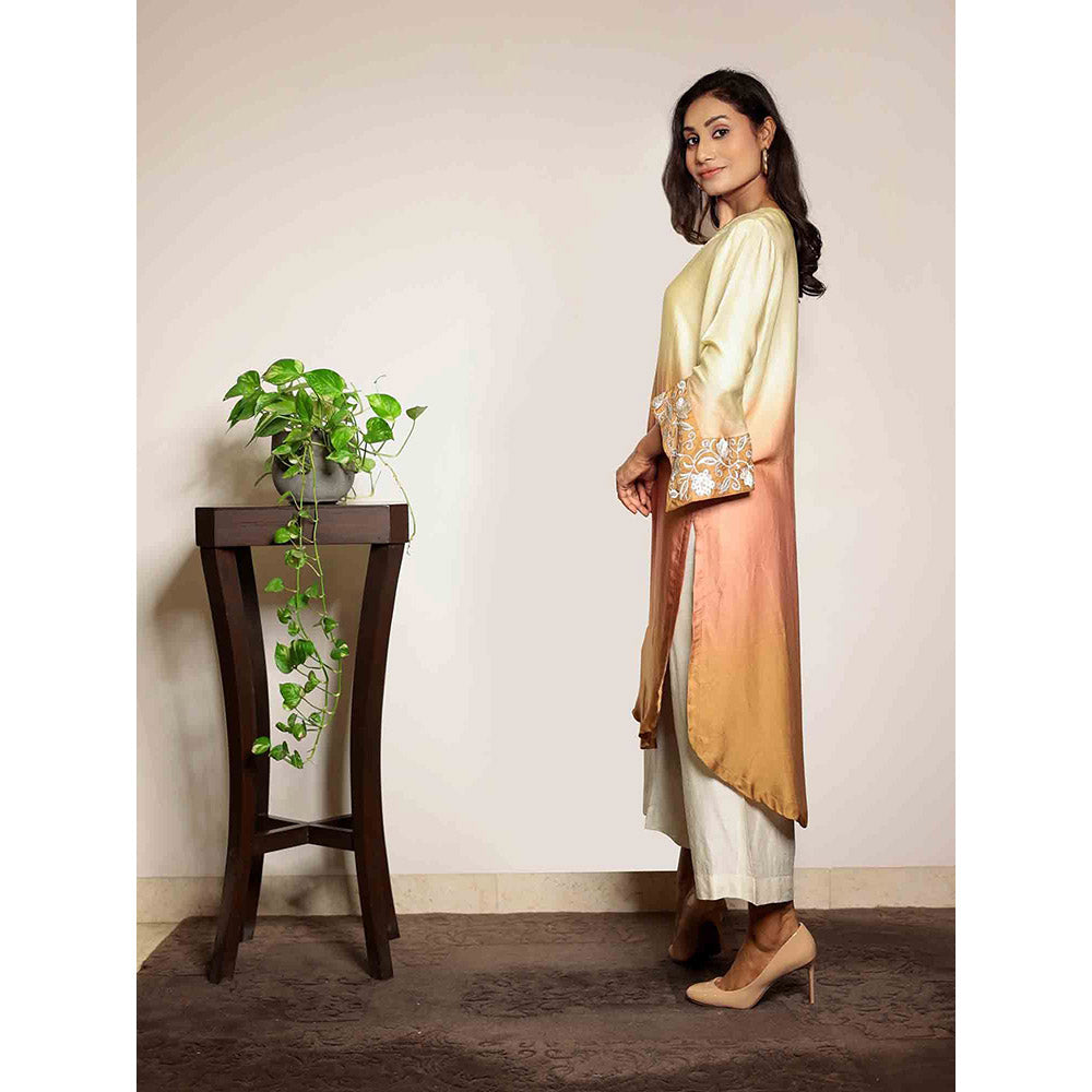 Spring Soul Champagne Ombre Modal Kurta with Flared Sleeves