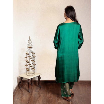 Spring Soul Dark Green Sheer Buta Modal Kurta with Pant (Set of 2)