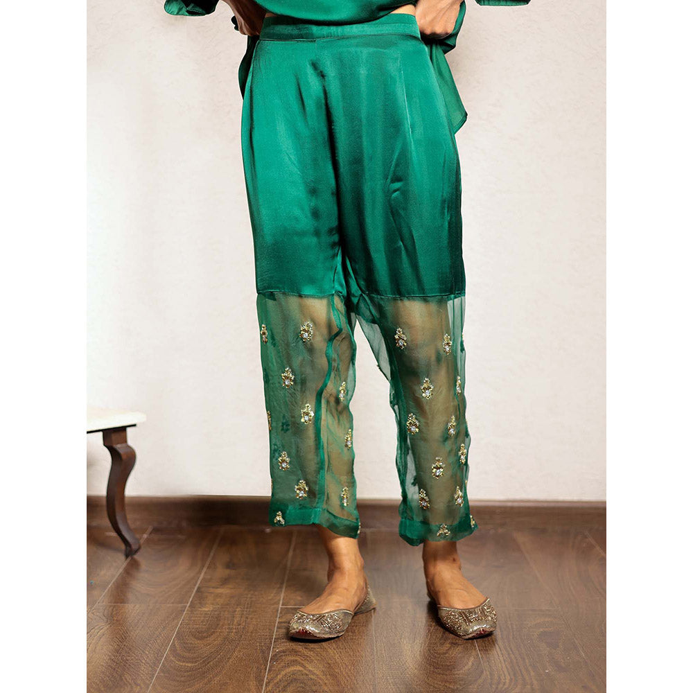 Spring Soul Dark Green Sheer Buta Modal Kurta with Pant (Set of 2)