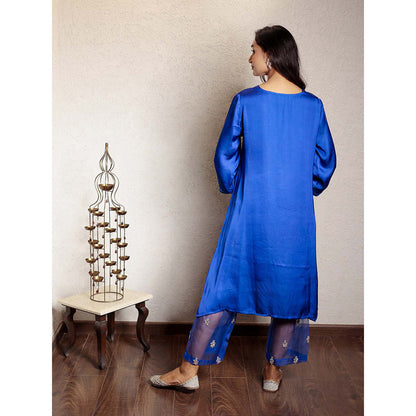 Spring Soul Blue Sheer Buta Modal Kurta with Pant (Set of 2)