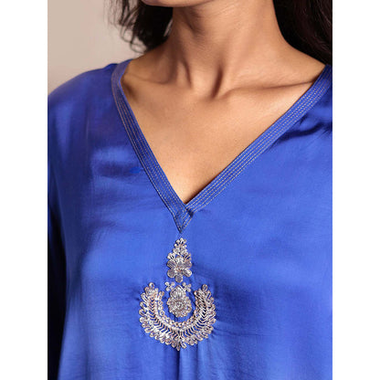Spring Soul Blue Sheer Buta Modal Kurta with Pant (Set of 2)