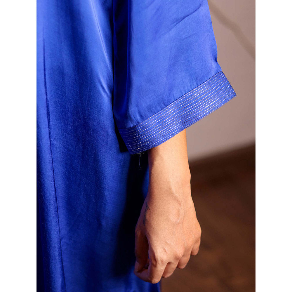 Spring Soul Blue Sheer Buta Modal Kurta with Pant (Set of 2)