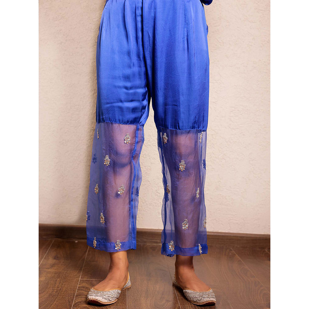 Spring Soul Blue Sheer Buta Modal Kurta with Pant (Set of 2)