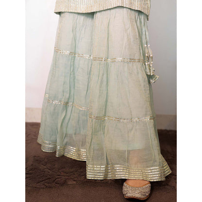 Spring Soul Aqua Green Metallic Sharara with Kurta and Dupatta (Set of 3)