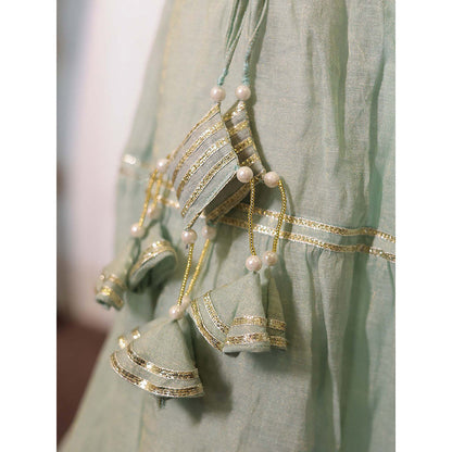 Spring Soul Aqua Green Metallic Sharara with Kurta and Dupatta (Set of 3)