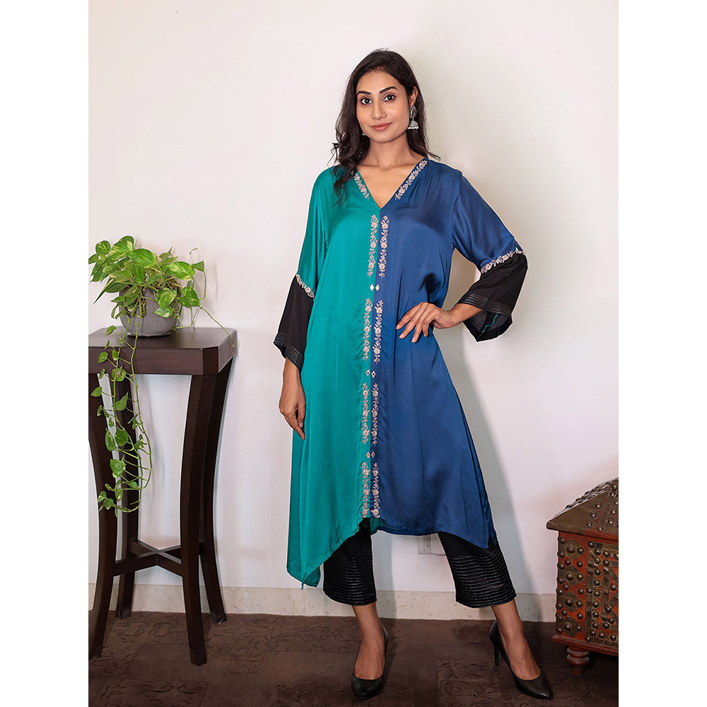 Spring Soul Embroidered Modal Silk Asymmetric Kurta and Pant (Set of 2)