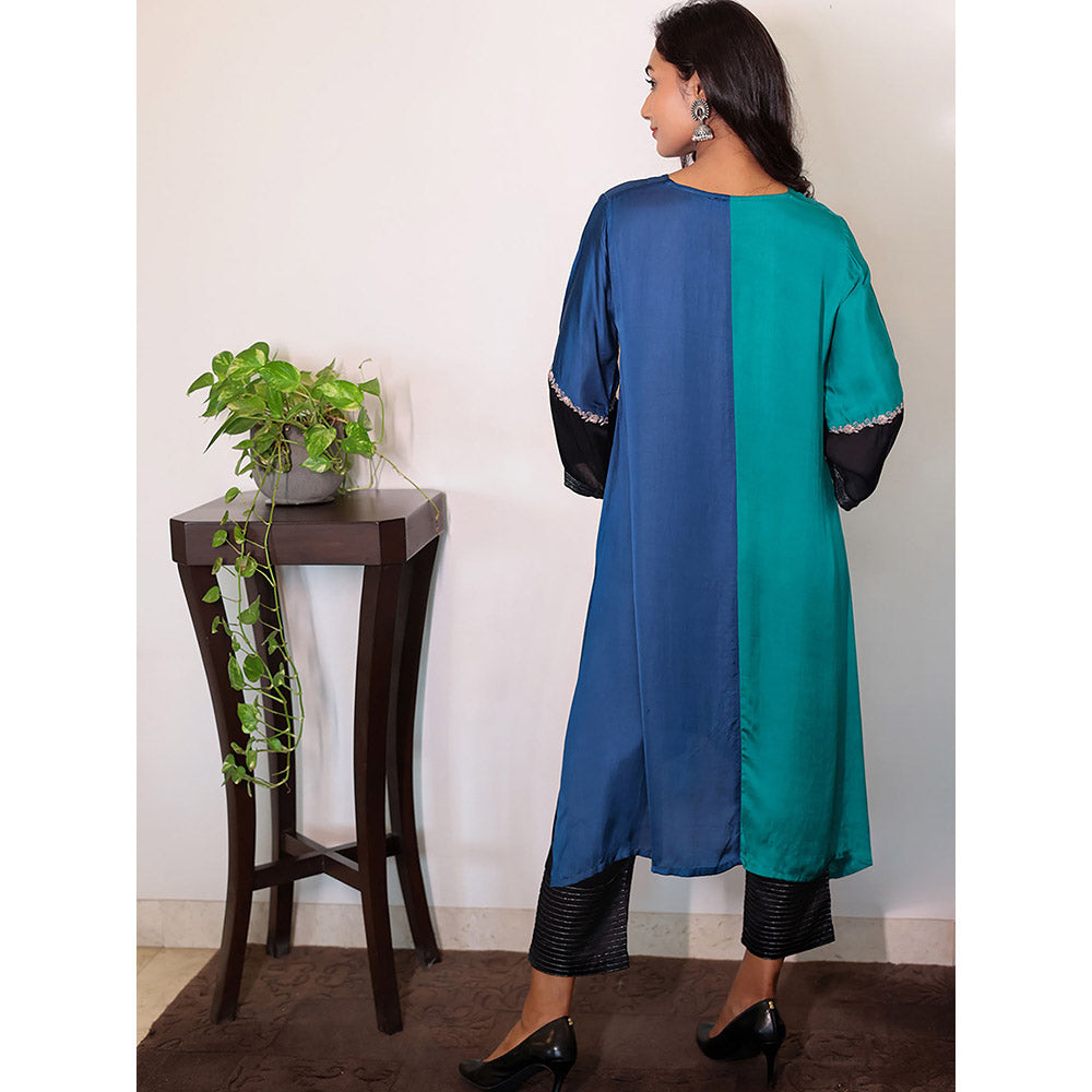 Spring Soul Embroidered Modal Silk Asymmetric Kurta and Pant (Set of 2)