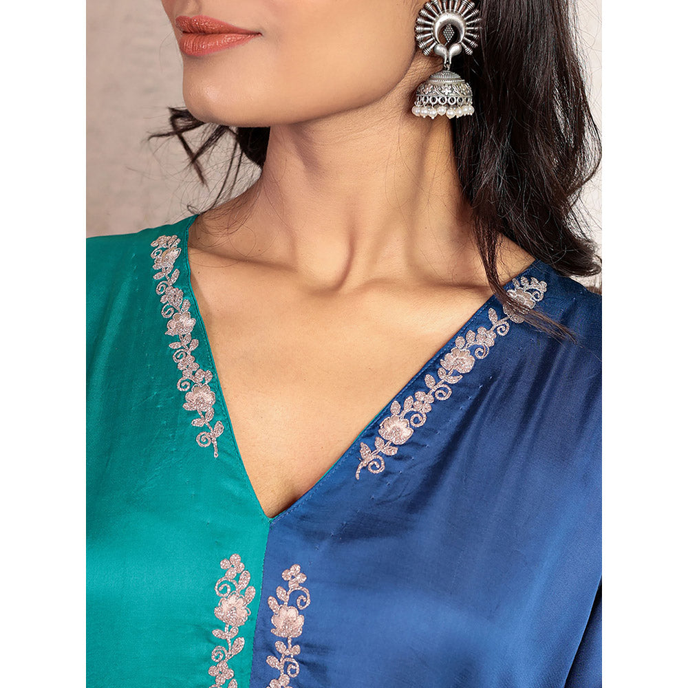Spring Soul Embroidered Modal Silk Asymmetric Kurta and Pant (Set of 2)