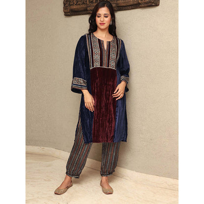 Spring Soul Colour Block Crushed Velvet Kurta