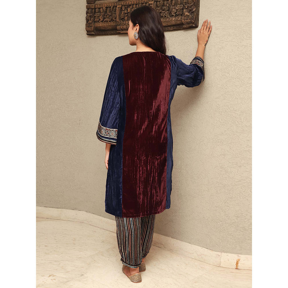 Spring Soul Colour Block Crushed Velvet Kurta