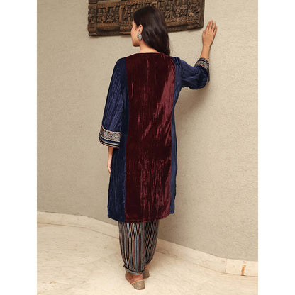 Spring Soul Colour Block Crushed Velvet Kurta
