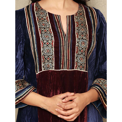 Spring Soul Colour Block Crushed Velvet Kurta