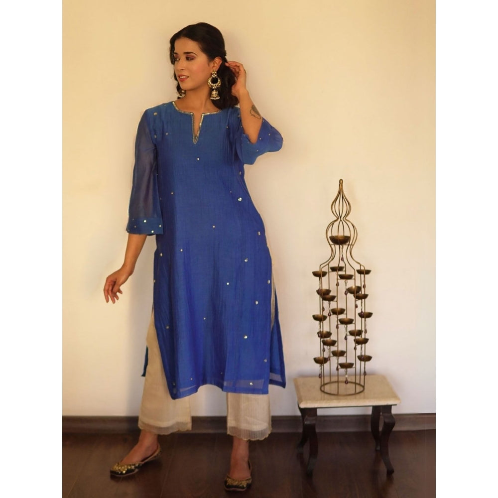 Spring Soul Blue Sequin-Embellished Chanderi Kurta