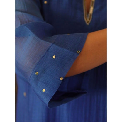 Spring Soul Blue Sequin-Embellished Chanderi Kurta