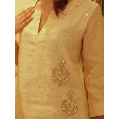 Spring Soul Off White Metallic Chanderi Kurta