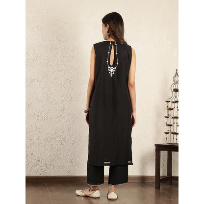 Spring Soul Black Mirror Work Embroidered Chanderi Suit