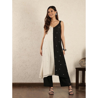 Spring Soul Black and White Colorblock Chanderi Suit set