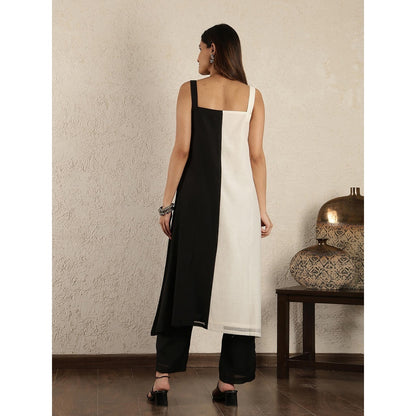 Spring Soul Black and White Colorblock Chanderi Suit set