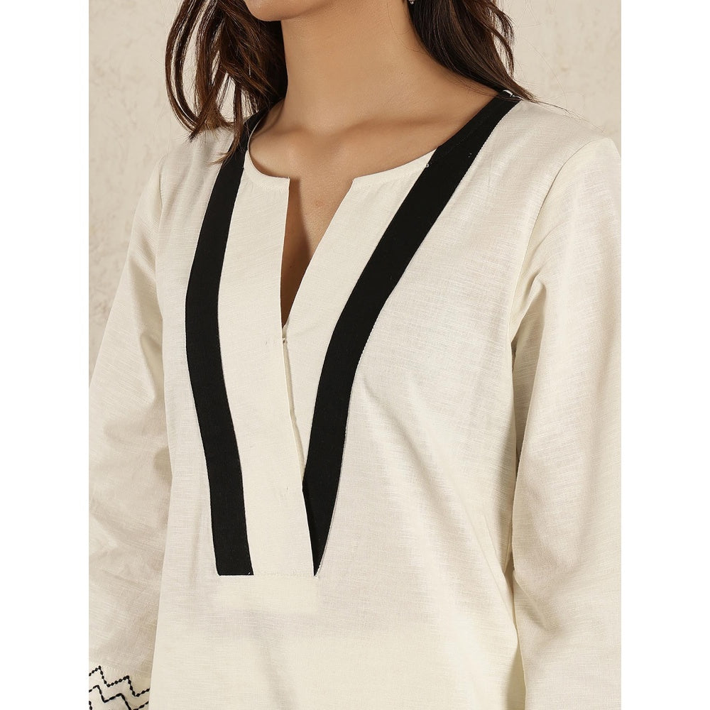 Spring Soul Off-White Embroidered Cotton Linen Suit