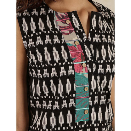 Spring Soul Black and White Ikat Cotton Suit