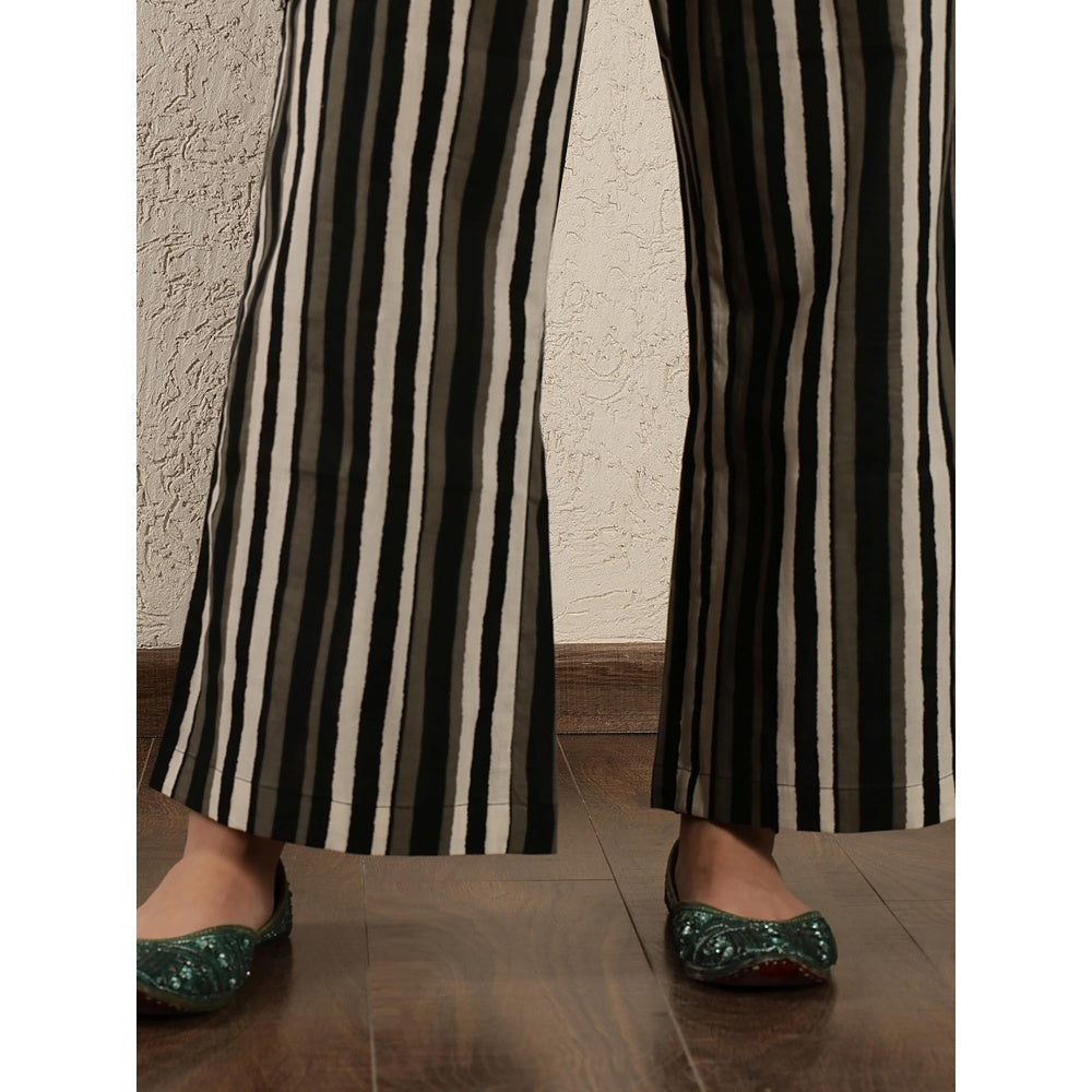 Spring Soul Black and White Ikat Cotton Suit
