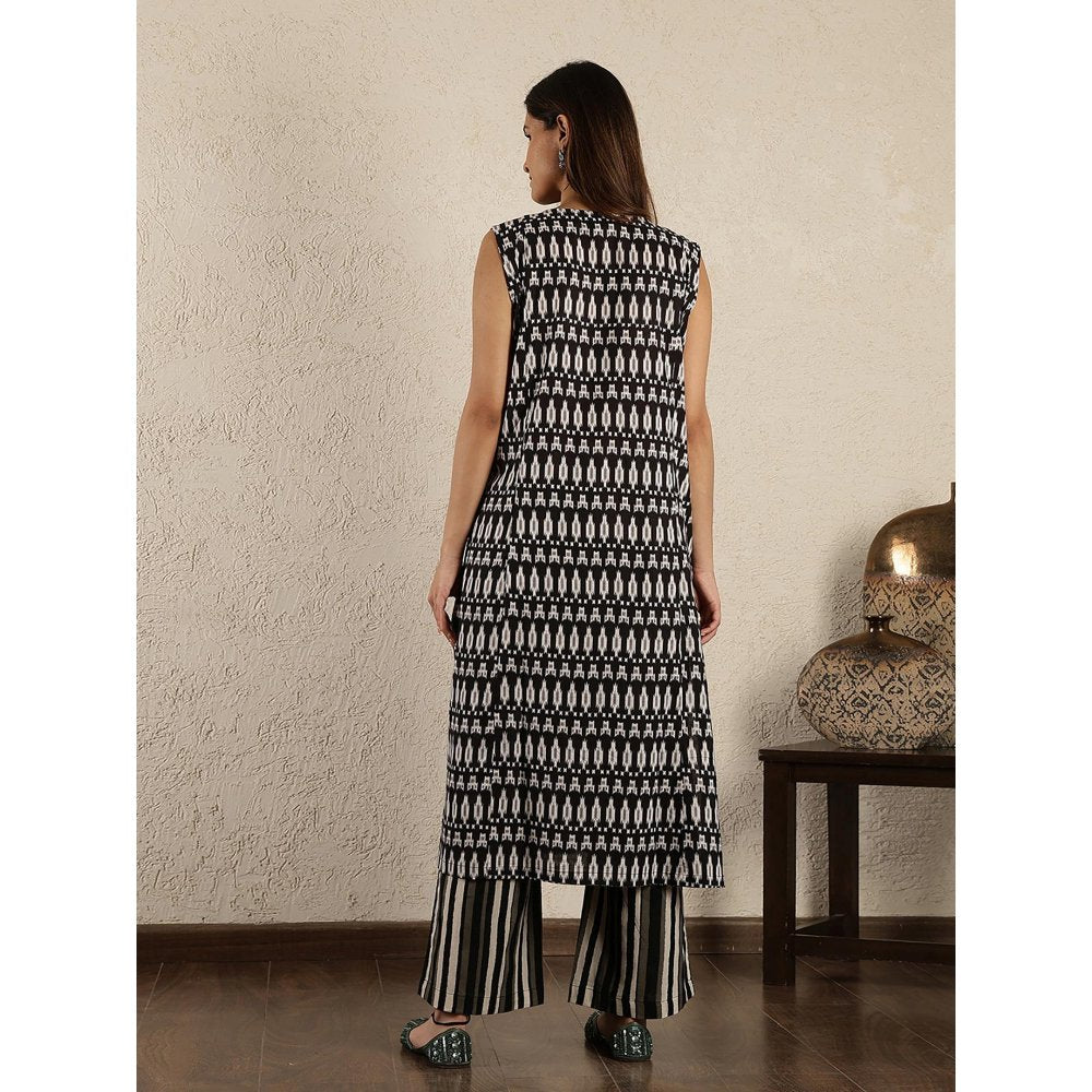 Spring Soul Black and White Ikat Cotton Suit