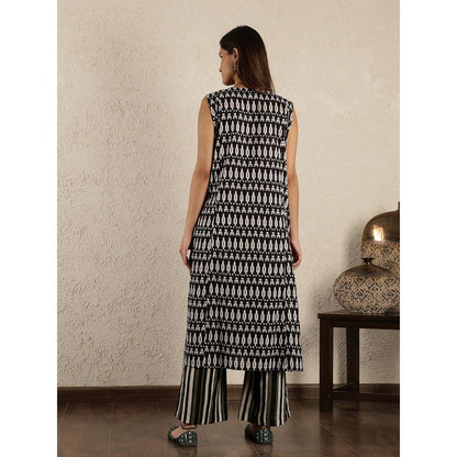 Spring Soul Black and White Ikat Cotton Suit