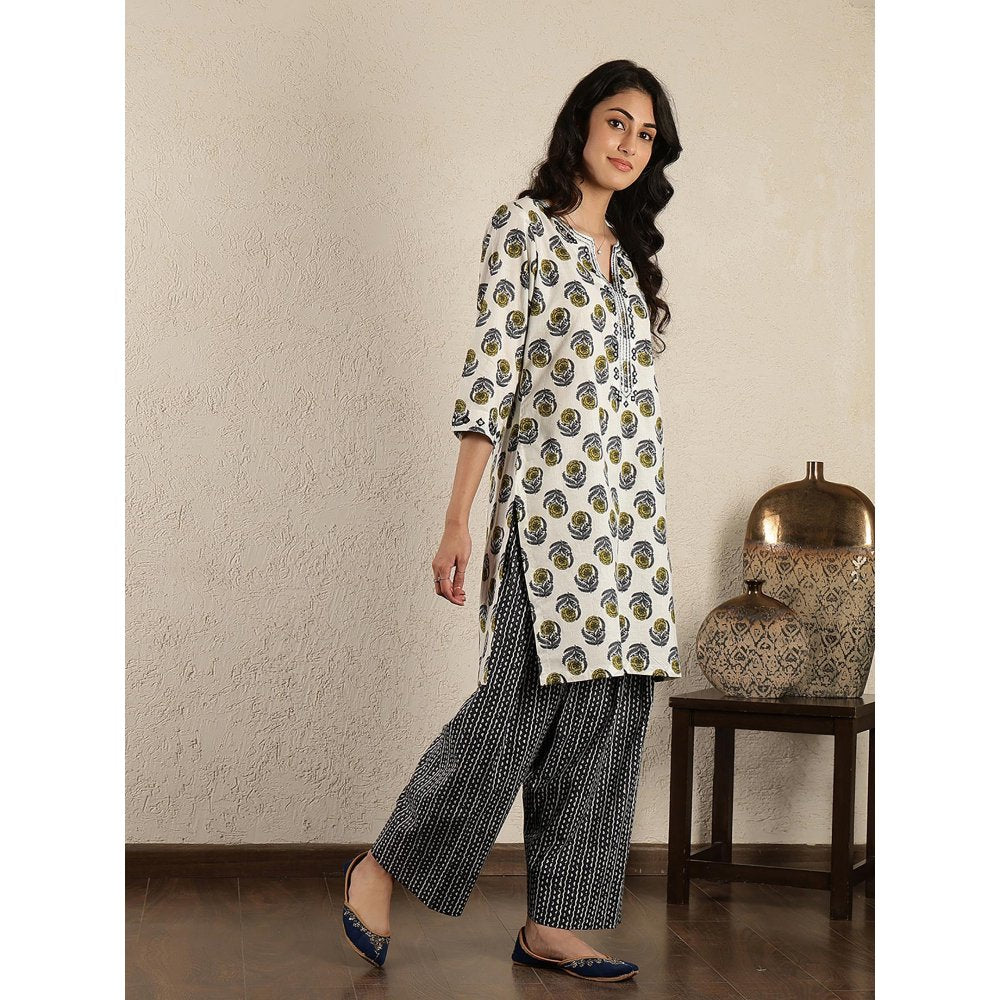 Spring Soul White Floral Printed Kurta Set with Salwar