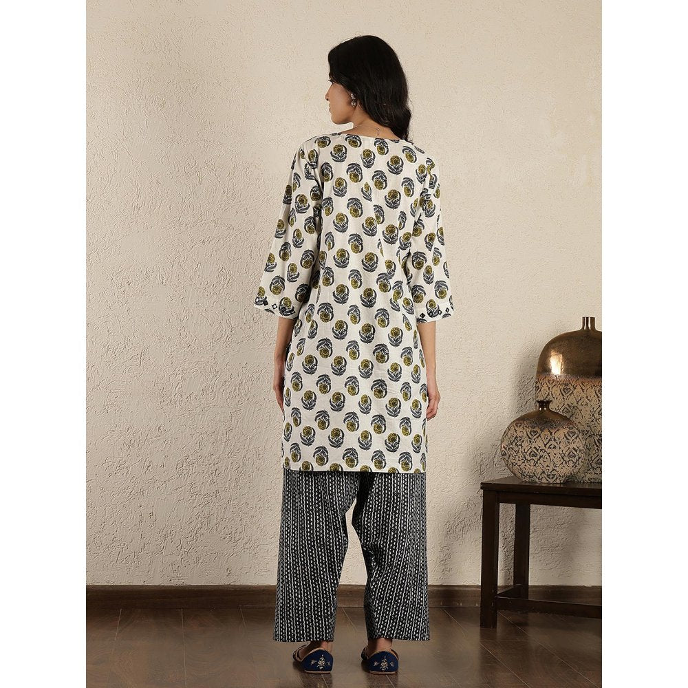 Spring Soul White Floral Printed Kurta Set with Salwar