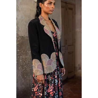 Sshilpa Samriya A Long Printed Dress with Blazer (Set of 2)