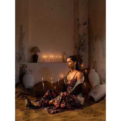 Sshilpa Samriya A Long Printed Dress with Blazer (Set of 2)