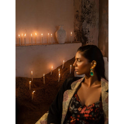 Sshilpa Samriya A Long Printed Dress with Blazer (Set of 2)