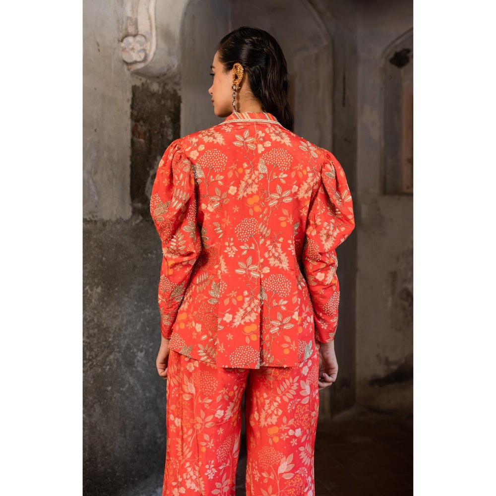 Sshilpa Samriya A Tomato Red Floral Print Co-ord (Set of 2)