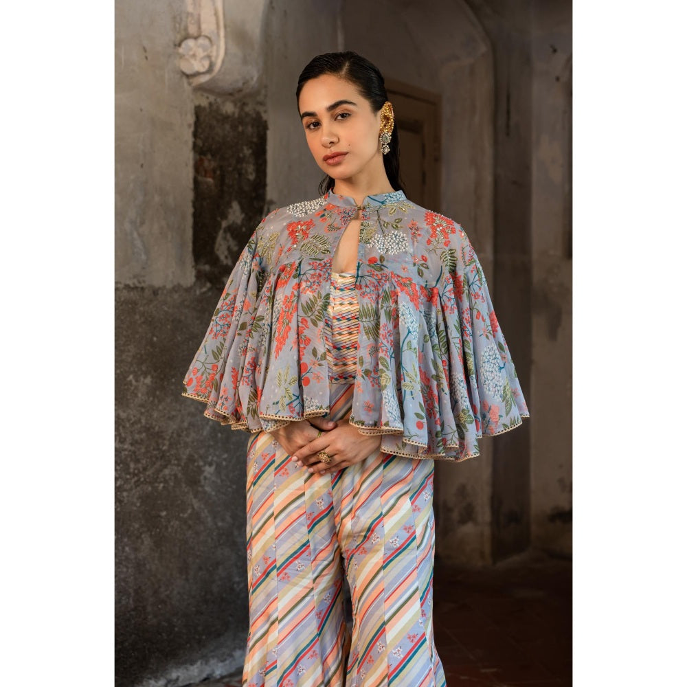 Sshilpa Samriya A Jumpsuit Paired with Hand Embroidered Cape (Set of 2)