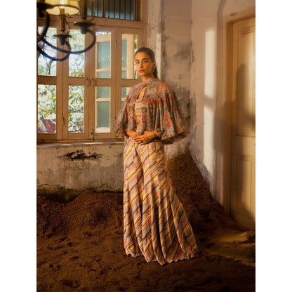 Sshilpa Samriya A Jumpsuit Paired with Hand Embroidered Cape (Set of 2)