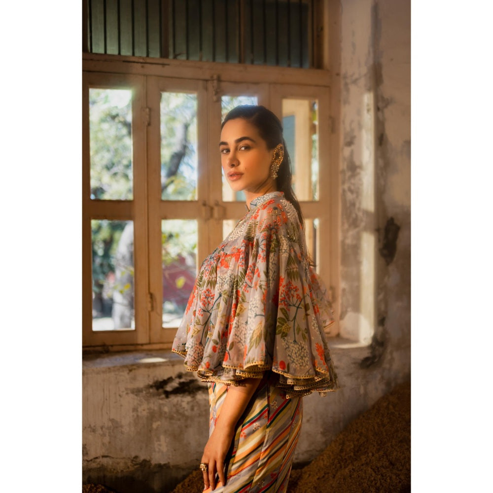 Sshilpa Samriya A Jumpsuit Paired with Hand Embroidered Cape (Set of 2)