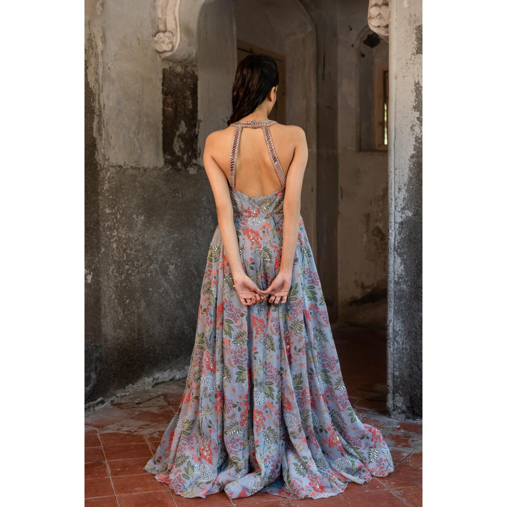 Sshilpa Samriya Lavender Hand Embroidered Gown