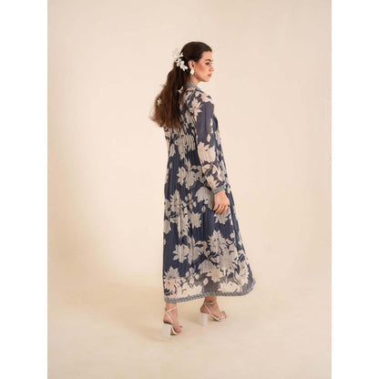 Sshilpa Samriya Indigo Blue Floral Print Maxi Dress