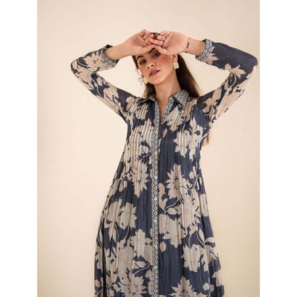 Sshilpa Samriya Indigo Blue Floral Print Maxi Dress