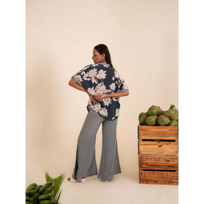 Sshilpa Samriya Indigo Blue Floral Print Co-Ord (Set of 2)